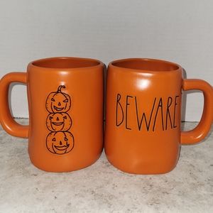 Rae Dunn Beware Orange Ceramic Mug